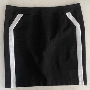 Cynthia Rowley Midi Lined Cotton Blend Skirt Black w White Accents Sz 10 NWOT